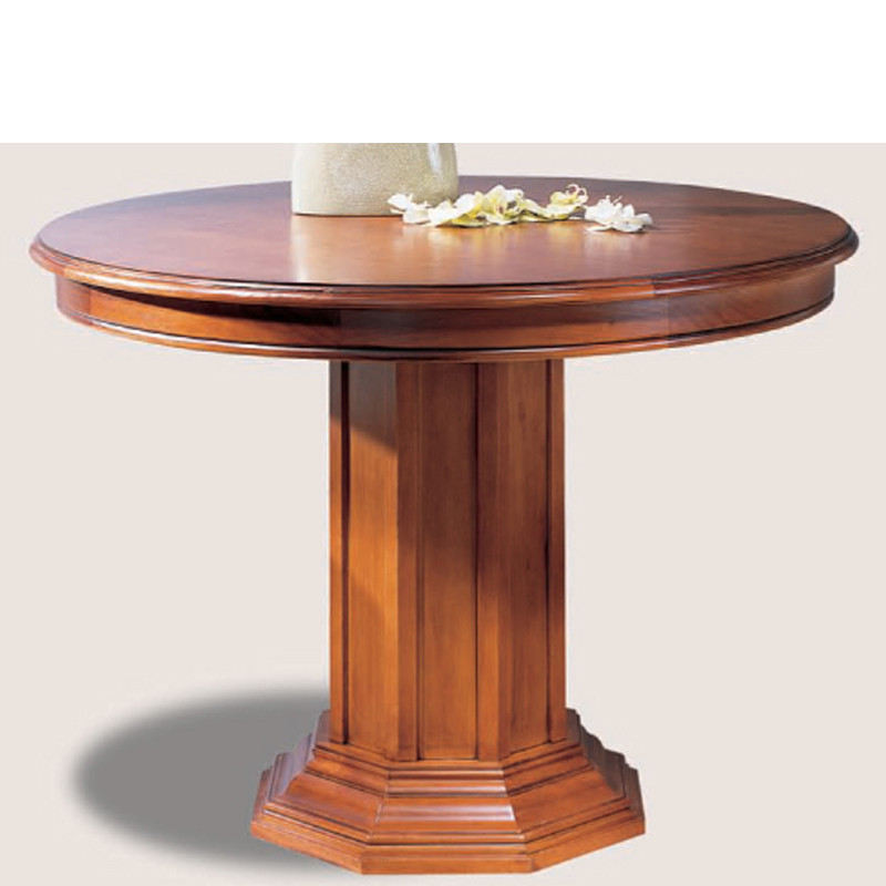 Mesa de comedor redonda y extensible en madera de pino Mesa de comedor redonda y extensible en madera de pino