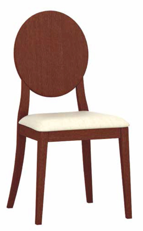 SILLA CON RESPALDO OVALADO MADERA - ROBLE