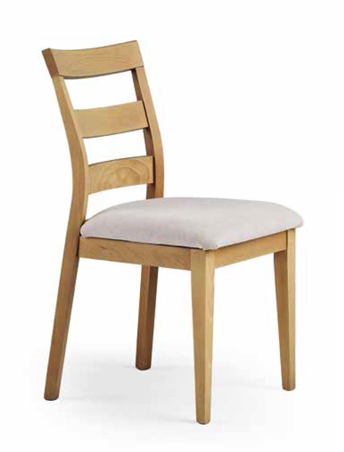 SILLA SALÓN MODERNO ASIENTO TAPIZADO Y RESPALDO MADERA - HAYA