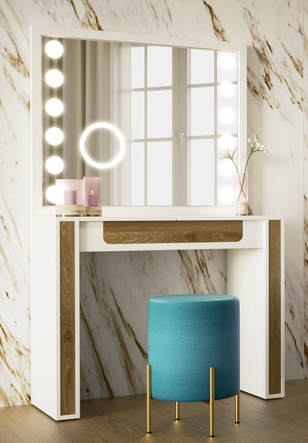 TOCADOR DORMITORIO MODERNO CON DETALLE MADERA ROBLE - DM