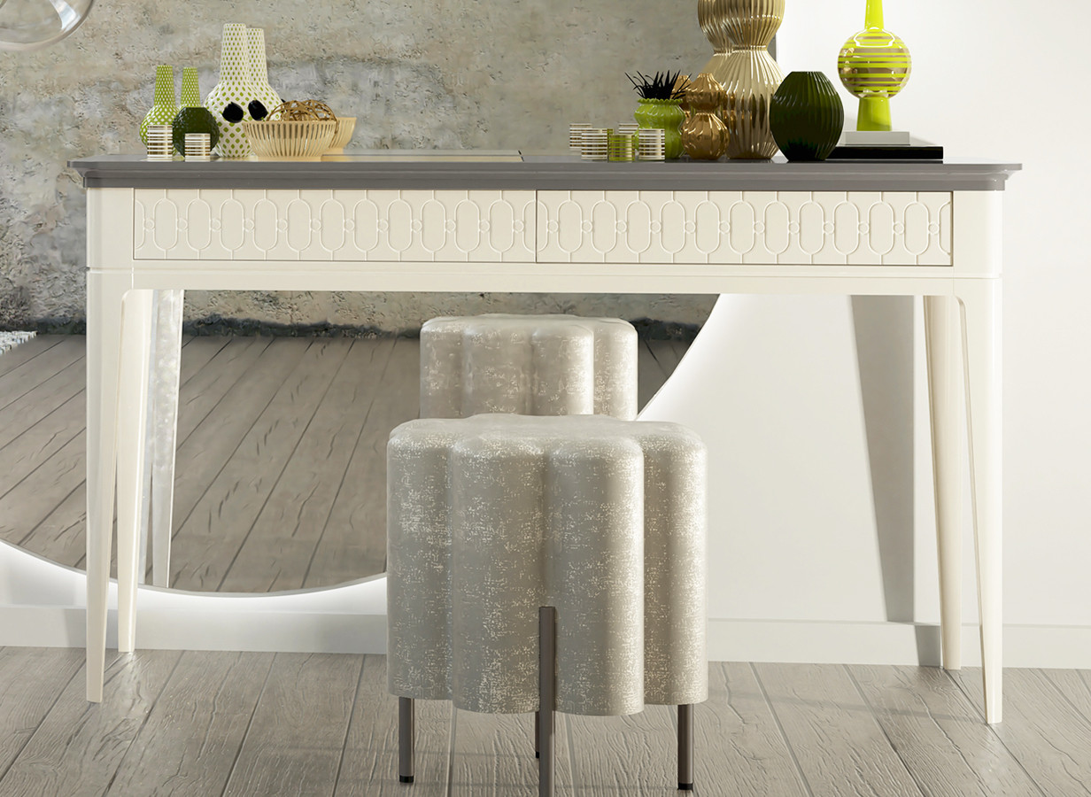 TOCADOR CON 2 CAJONES Y TAPA ELEVABLE CON ESPEJO Y JOYERO - DM