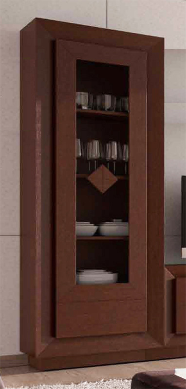 VITRINA MODERNA CON PUERTA Y CAJÓN EN MADERA - ROBLE