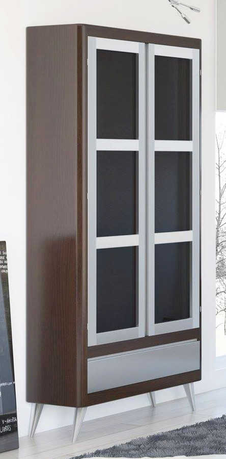 VITRINA CON 2 PUERTAS Y 1 CAJÓN PATAS VINTAGE - PINO