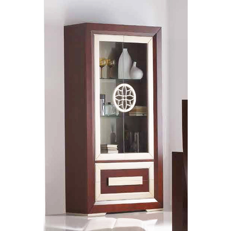 VITRINA CON 2 PUERTAS CRISTAL MODELO VERSALLES - PINO