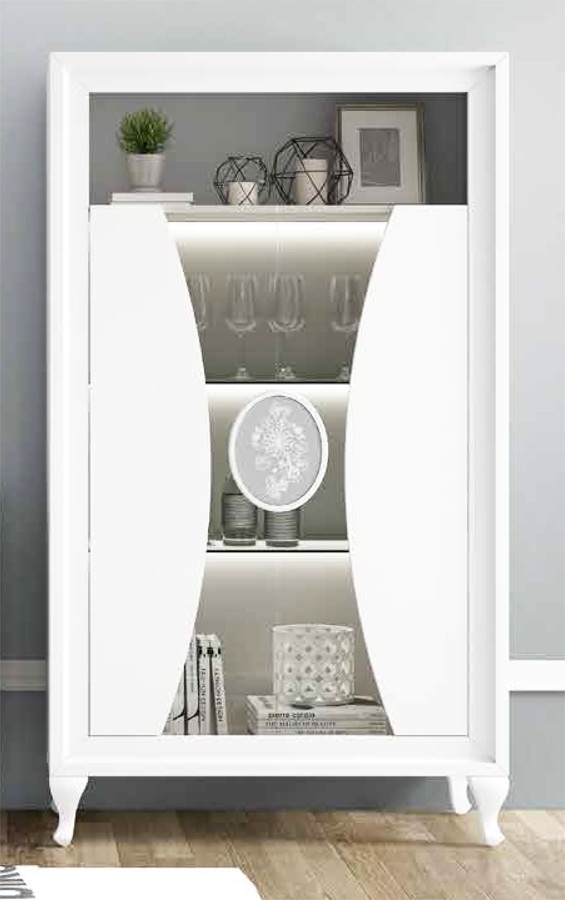 VITRINA DE MADERA CON 2 PUERTAS CRISTAL