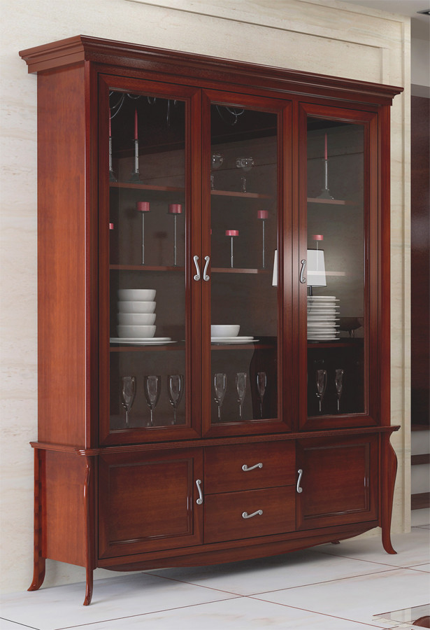 VITRINA DE ESTILO CLÁSICO PARA SALONES MADERA - PINO