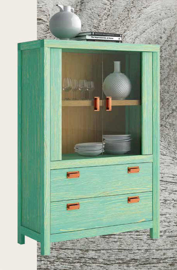 VAJILLERO CON 2 CAJONES Y 2 PUERTAS DISEÑO MODERNO MADERA