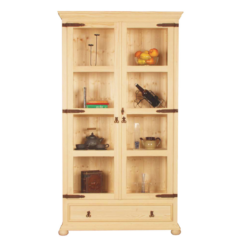 VITRINA CON 2 PUERTAS Y 1 CAJÓN MADERA - PINO