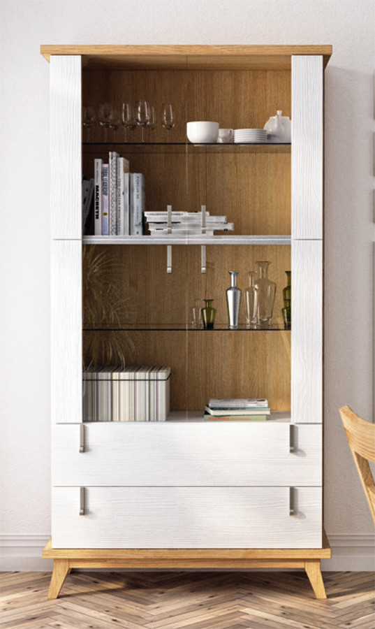VITRINA ESTILO ESCANDINAVO CON PATAS MADERA NATURAL