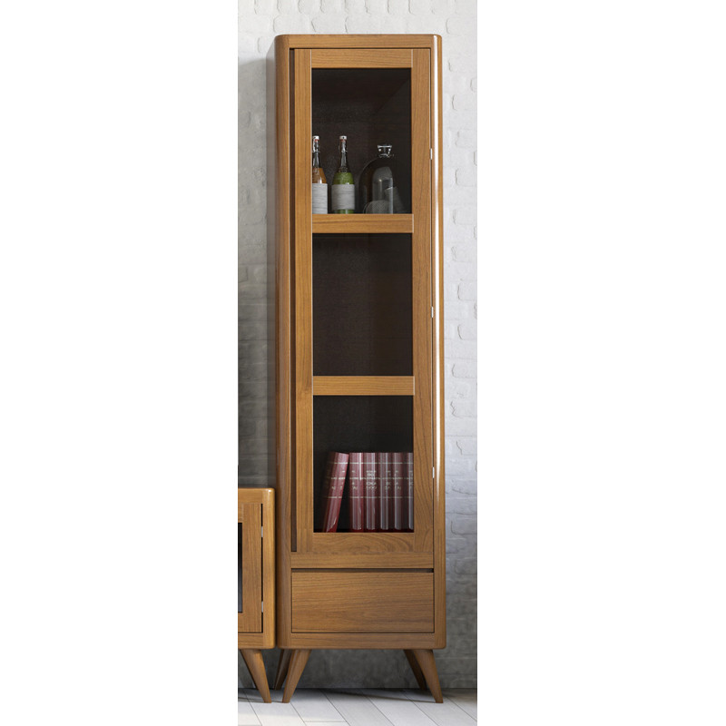 VITRINA CON 1 PUERTA Y 1 CAJÓN ESTILO VINTAGE MADERA - PINO