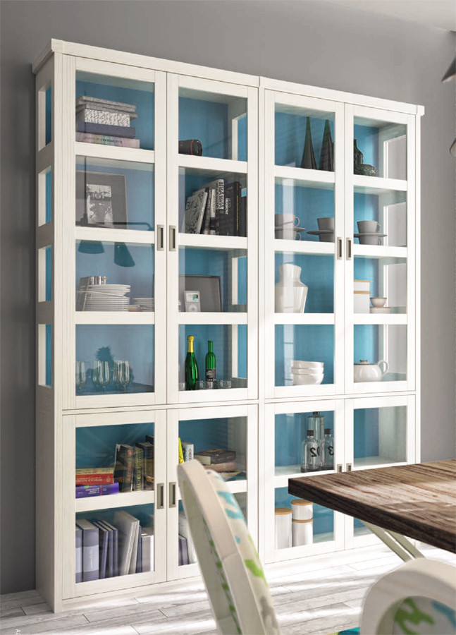 VITRINA DE MADERA CON PUERTAS CON CRISTAL SALONES COMEDORES