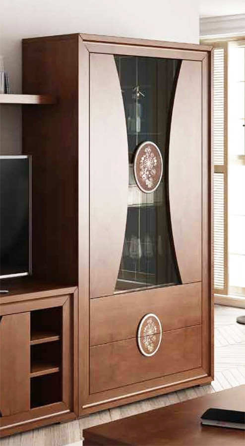 VITRINA CON 2 PUERTAS Y 2 CAJONES ESTILO CLÁSICO