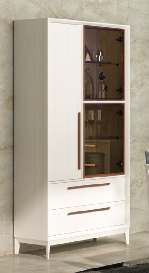 VITRINA DE SALÓN COMEDOR CON 2 CAJONES Y 2 PUERTAS MADERA NATURAL