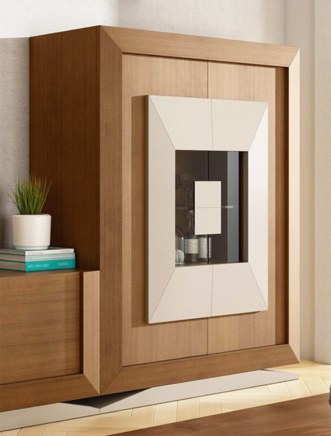 VITRINA DE DISEÑO MODERNO 2 PUERTAS MADERA - ROBLE