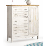 COMODA CON PUERTA Y 5 CAJONES MADERA