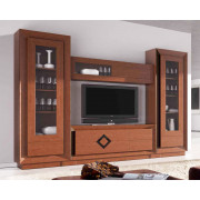 MUEBLES DE SALÓN CON 2 VITRINAS Y MUEBLES TELEVISIÓN MADERA - ROBLE