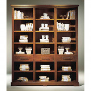 LIBRERÍA CLÁSICA CON 3 CAJONES MADERA - CEREZO