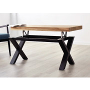 MESA DE CENTRO ELEVABLE CON PATAS CRUZADAS MADERA - ROBLE