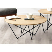 MESA REDONDA DE DISEÑO CON PATAS METAL Y TAPA DE MADERA - ROBLE