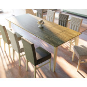 MESA DE COMEDOR ESTILO NÓRDICO CON DOBLE EXTENSIBLE MADERA - FRESNO