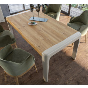 MESA DE COMEDOR EXTENSIBLE Y TAPA EN CHAPA MADERA ROBLE - DM