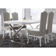 MESA DE COMEDOR EXTENSIBLE PATAS CRUCETA DE ACERO - DM