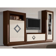 CONJUNTO SALÓN COMEDOR CON MUEBLE TELEVISIÓN Y VITRINA MADERA - ROBLE