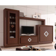 MUEBLES SALÓN CON VITRINA DE 1 PUERTA MADERA - ROBLE