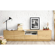 MUEBLE DE TV CON PUERTAS Y CAJONES ESTILO NÓRDICO MADERA - ROBLE