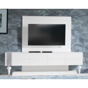 MUEBLE DE TELEVISIÓN CON BANCADA Y PATAS TORNEADAS - DM