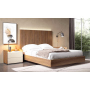 MUEBLES DORMITORIO MODERNO BANCADA Y MESITAS MADERA - ROBLE