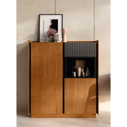 APARADOR VAJILLERO CON UN CAJÓN Y DOS PUERTAS CHAPA MADERA FRESNO