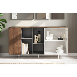APARADOR DE DISEÑO MODERNO CON VITRINA Y MÓDULO CON ESTANTES