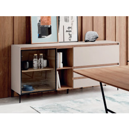 APARADOR CON VITRINA, CAJONES Y PATAS IDEAL PARA TU SALÓN COMEDOR