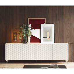 APARADOR DE DISEÑO MODERNO CON PUERTAS DE RELIEVE Y BASE METÁLICA