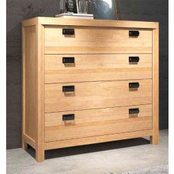 CÓMODA CON 4 AMPLIOS CAJONES FABRICADA EN MADERA DE PINO NATURAL