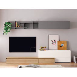 MUEBLE DE TV MODERNO CON ESTANTERÍA Y MÓDULO ALTO CON PUERTA