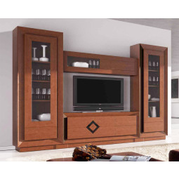 MUEBLES DE SALÓN CON 2 VITRINAS Y MUEBLES TELEVISIÓN MADERA - ROBLE