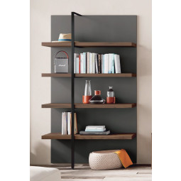 ESTANTERÍA MODULAR DE DISEÑO MODERNO CON BALDAS Y DETALLE METÁLICO
