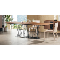 MESA DE COMEDOR BASE METÁLICA SALÓN COMEDOR DISEÑO MODERNO - DM