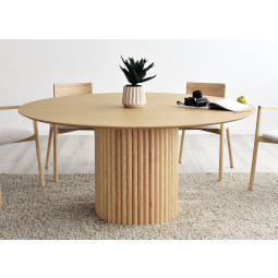 MESA DE COMEDOR REDONDA FIJA Y DE ESTILO NÓRDICO MADERA - ROBLE