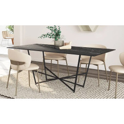 MESA DE COMEDOR DE DISEÑO CONTEMPORÁNEO CON BASE DE HIERRO LACADO