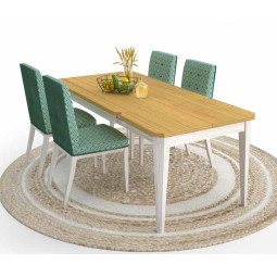 MESA DE COMEDOR EXTENSIBLE MADERA PINO NATURAL ORIGEN SOSTENIBLE