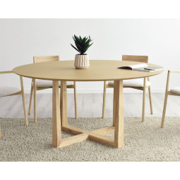 MESA DE COMEDOR REDONDA FIJA MADERA DE ROBLE DE ORIGEN SOSTENIBLE