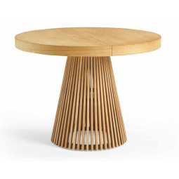 MESA REDONDA FIJA O EXTENSIBLE BASE DE PALILLERÍA MADERA - ROBLE