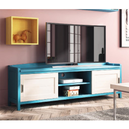 MUEBLE DE TV PUERTAS CORREDERAS MADERA NATURAL SOSTENIBLE