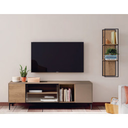 MUEBLE DE TELEVISIÓN MODERNO CON DOS PUERTAS Y VITRINA CON CRISTAL