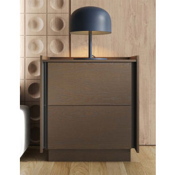 MESA DE NOCHE MODERNA CON DOS CAJONES MADERA DE FRESNO