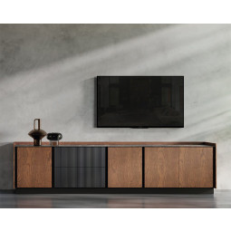 MUEBLE TV CONTEMPORANEO PUERTAS Y ESTRUCTURA CHAPA DE FRESNO
