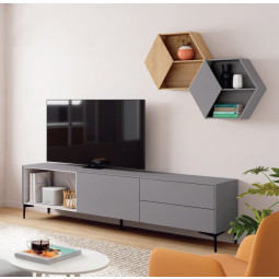 MUEBLE DE TELEVISIÓN MODERNO CON PUERTA ABATIBLE Y DOS CAJONES